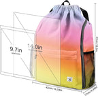 Drawstring Backpack with Mesh Pockets String Gym Bag Sackpack Sandproof Water Resistant Beach Backpack for Men Women