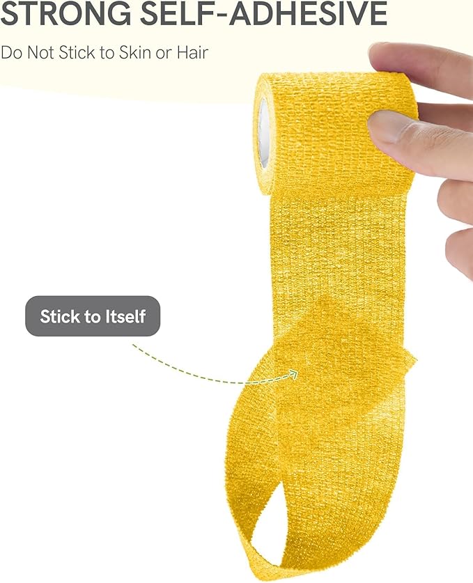 FriCARE Self Adhesive Bandage Wrap, Medical Tape in First Aid Kit, Cohesive Bandages for Wounds Sport Vet, 2 Inches X 5 Yards 16 Rolls, Vivid