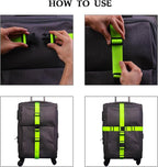 MAGARROW 1.5" Utility Luggage Straps with Buckle Adjustable, 4-Pack (Neon Green, 5.4 feet Long)