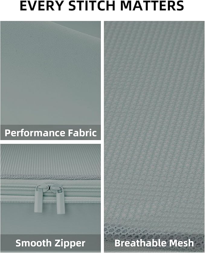 6 Set Compression Packing Cubes, Suitcase Storage Bags for Clothes and Travel Essentials (Steel Blue)