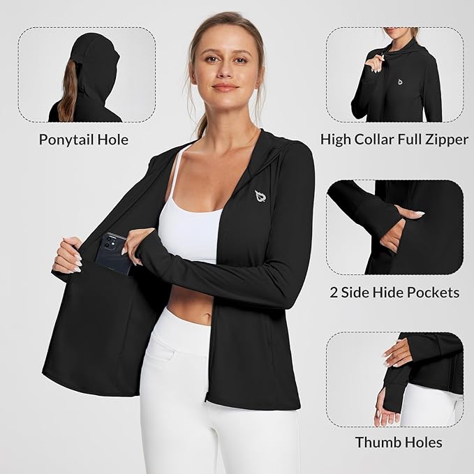 baleaf Women's Sun Protection Jacket Hoodie Clothing Lightweight Long Sleeve Sun Cover Up Shirt