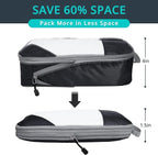 3 Set Compression Packing Cubes for Travel - Compressible, Lightweight, and Space-Saving Packing Cubes, Travel Essentials for Women, Black