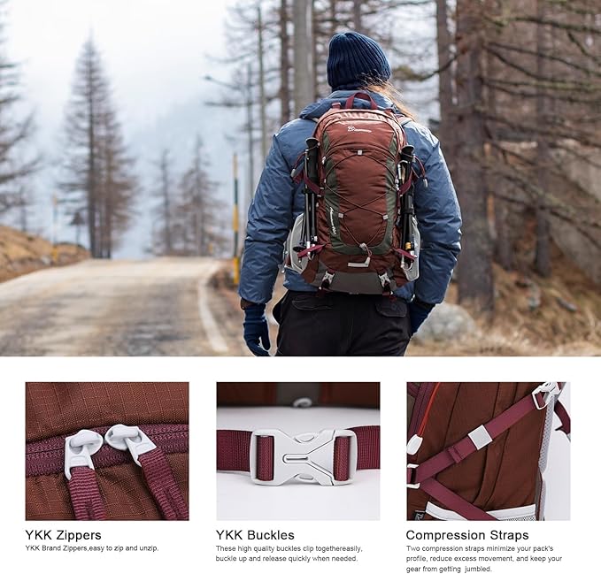 MOUNTAINTOP Hiking Backpack,Lightweight Travel Backpack for Men Women Outdoor Backpacking, Camping