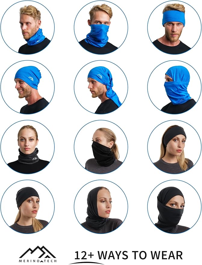 Merino.tech Merino Wool Ski Neck Gaiter - Face Mask Neck Warmer for Men & Women