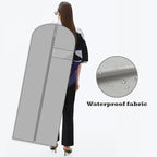 Dress Bags for Gowns Long, 65'' Garment Bags for Hanging Clothes, Suit Bag Cover for Storage and Travel, 2 Pack (Grey)