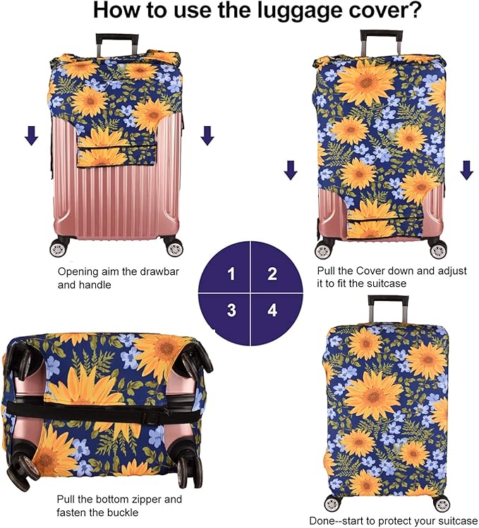 Luggage Cover£¬ Suitcase Covers 19-30 Inch Expandable Anti-Scratch Luggage Protector Flower for Carry on Luggage S 19-20IN