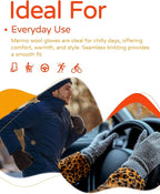 Merino Wool Gloves for Women Men, Touch Screen Warm Glove Liners Thermal Soft Knit Lining for Winter Running Hiking