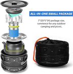 Odoland 15pcs Camping Cookware Mess Kit, Non-Stick Lightweight Pot Pan Kettle Set with Stainless Steel Cups Plates Forks Knives Spoons for Camping, Backpacking, Outdoor Cooking and Picnic