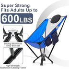 High Back Camping Chairs for Adults - 600 LBS Capacity Stable Outdoor Folding Chair with Comfortable Backrest & Headrest, Quick Setup - Portable Chair for Road Trip, Sports, Car Camping - Blue