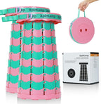 Retractable Folding Stool - Heavy Duty 400 lb Collapsible Portable Stool for Camping, Hiking, Fishing, Indoor/Outdoor with Non-Slip Base and Lightweight Design (Pink Green, 2-Pack)