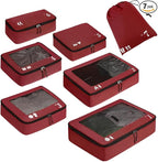 ECOHUB 7 Set Packing Cubes Tear-Resistant Luggage Packing Organizers with Number Icon for Travel Accessories Luggage Suitcase Machine Washable Packing Cubes (Red)