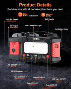 166.5Wh Portable Power Station 150W Laptop Charger,Lithium Battery Power Bank Solar Generator with AC outlet & Flashlight (SOS mode) for Home Emergency Outage,Office,Outdoor Camping,RV Travel.