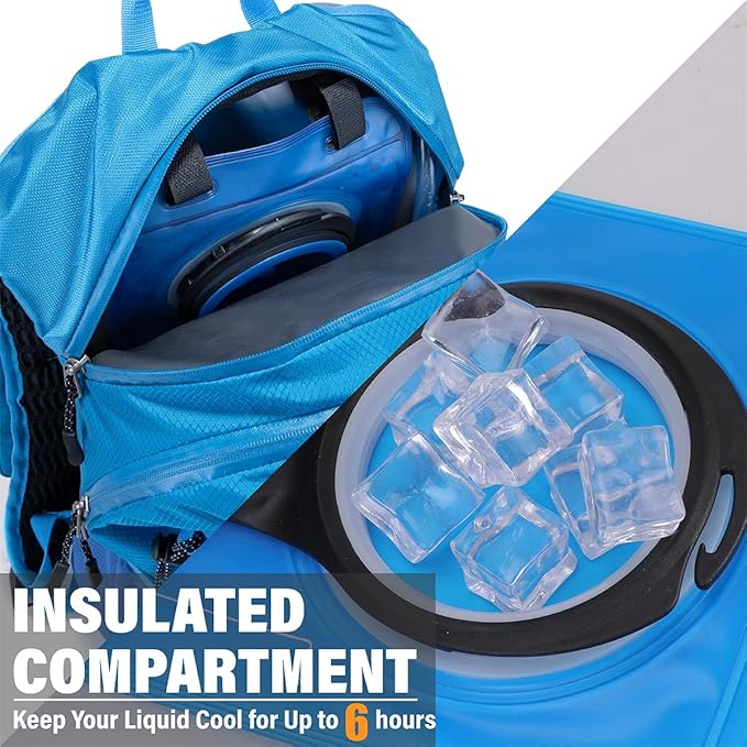 Insulated Hydration Backpack Pack with 2L Water Bladder Lightweight 22L Hiking Backpack Bag for Women Men Daypack for Hiking Running Festival Camping Biking