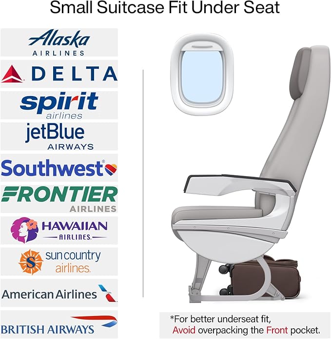 Hanke 16 Inch Underseat Carry On Luggage with Spinner Wheels for Airline, Small Softside TSA Approved Luggage Lightweight Rolling Suitcases Under Seat Travel Carry-On Bag(Coffee)