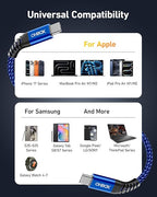 USB C to USB C Cable 60W [2Pack 3FT], USB C Fast Charging Cable for Car Durable Braided iPhone USB Type C Cable USBC to USBC Cord for iPhone 17/16/15/Pro Max/Plus, Samsung Galaxy S23 and More-Blue