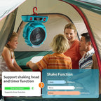 Camping LED Fan with Light, 40000mAh Rechargeable Battery Powered Outdoor Tent Fan with Light and Hook, 6 Speed, Personal USB Desk Fan for Camping, Fishing, Power Outage,Hurricane, Worksite
