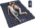 Double Sleeping Pad for Camping – 4” Thick Inflatable Camping Mattress 2 Person, Built-in Foot Pump & Pillow, Ultralight Self-Inflating Camping Mat for Tent, Hiking, Backpacking, Traveling
