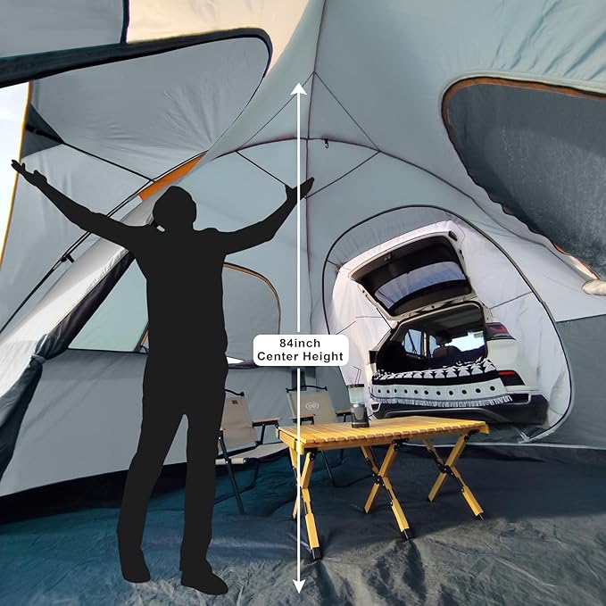 UNP SUV Dome Tent for Camping, Outdoor 6 Person Car Camping Tent, Easy Set Up SUV Tailgate Tent with Rainfly 10' x 10' Vehicle Camping Tent