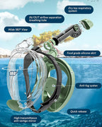 QingSong Full Face Snorkel Mask for Adults, Snorkeling Gear with Camera Mount, 180 Degree Panoramic View Snorkel Set Anti-Fog Anti-Leak