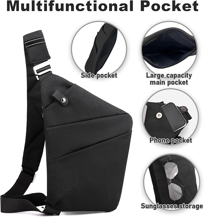 Anti Theft Travel Bag, One Shoulder Large Capacity Cross-body Bag Chest Fashion Lightweight Sling Bags for Travel Sports