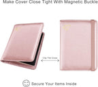 WALNEW Passport Holder for Travel, RFID Passport Cover Wallet for Women Men, PU Leather Passport Book Card Holder Case with Pen (Elastic Band Closure, C-Rosegold)