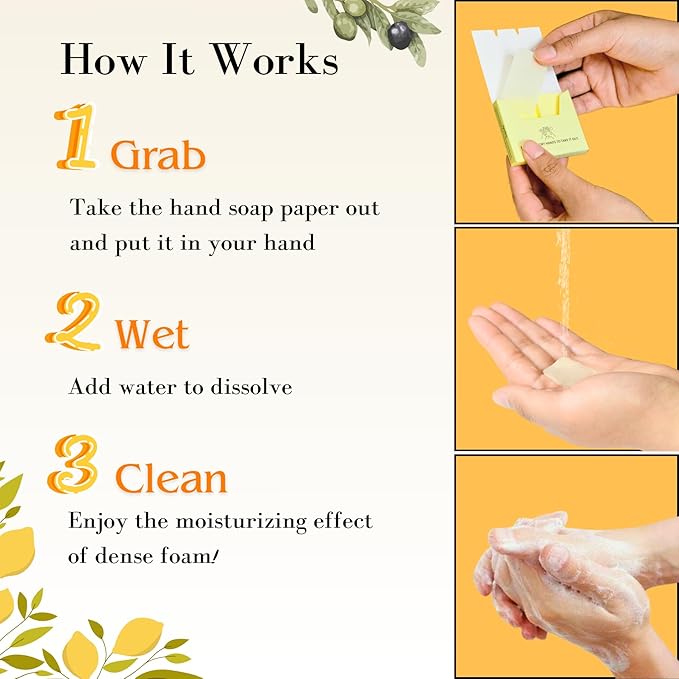 flowcheer Paper Soap Sheets For Hand Washing - (120 Pcs) Blueberry Scent Portable Travel Soap Sheets, Eco-Friendly, Dissolvable soap sheets for travel, Hiking, Outdoor, School