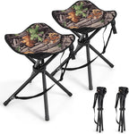 GYMAX 2 Pack Folding Stool, Portable Tripod Lightweight Hunting Stool with Shoulder Strap, Outdoor Hunting Chair Blind Chair for Fishing Camping, Hiking, Backpacking, Camouflage