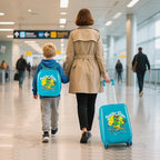 HONEY JOY Kids Luggage, Travel Backpack & Hard Shell Toddler Suitcase, Children Rolling Luggage with Wheels, Retractable Handle & 4 Casters, 2Pcs Carry On Luggage Set for Boys Girls(Green Dinosaur)