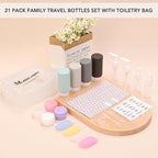 Muslish 21 Pack Travel Bottles for Toiletries, Leak-Proof TSA Compliant Silicone Travel Size Containers for Shampoo and Conditioner, BPA Free with Toiletry Bag (Gray)