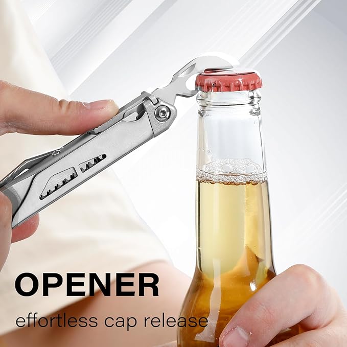 EDC Multitool, 21-in-1 Heavy-duty Stainless Steel Finish Multi Tool Pliers with Safety Locking | Seat Belt Cutter - Men's Gift Set Including Nylon Sheath for DIY, Home, Garden & Outdoors