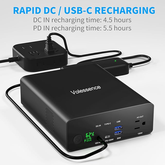 Portable Power Bank with AC Outlet 130W, Rechargeable Backup Lithium Polymer Battery Pack 80000mAh/296Wh High Capacity with USB C Output 100W Power Station for Outdoor Travel Camping Home Emergency