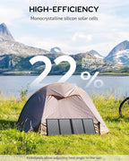 60W Portable Solar Panels, Foldable Solar Panel Charger for Portable Power Station(Under 500W), with Adjustable Kickstands, DC 18V Output, USB 3.0 and Type-C Ports for Camping Van RV Trip