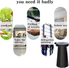 ALEVMOOM Collapsible Stool with Cushion, Portable Telescoping More Sturdy Load Capacity 200kg, Retractable Adjustable Camping Folding Stool for Outdoor Hiking BBQ Climb