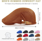 2 Pack Men's Mesh Cap Breathable Summer Newsboy Hat Adjustable Beret Ivy Cap Irish Cabbie Driving Hunting Hats