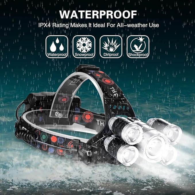 Headlamp 1200 Lumen Ultra Bright LED Work Headlight,Brightest USB Rechargeable Headlamps,4 Modes Waterproof Zoomable Head Lamp Best Headlamps for Adults Camping Cycling Hiking Hunting Outdoors