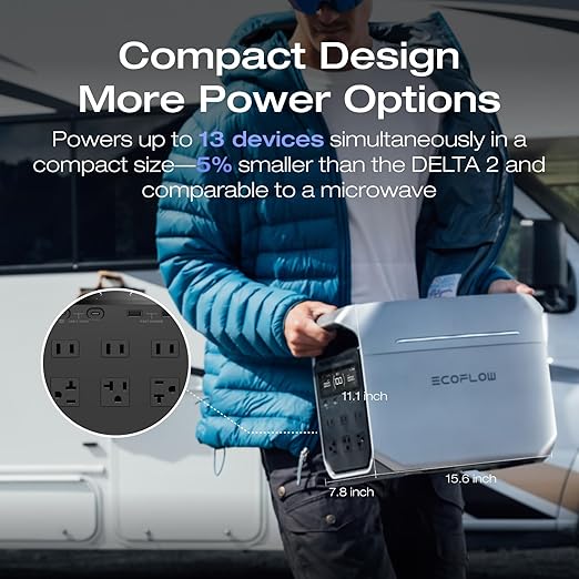 EF ECOFLOW Portable Power Station DELTA 3 Plus with Smart Extra Battery, Expand Capacity from 1024Wh to 2048Wh, Solar Generator for Emergency, Home Backup, Outdoor Camping