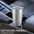 20 oz Tumbler Stainless Steel Tumblers with Lid Double Wall Vacuum Insulated Coffee Mug 20oz Powder Coated Cup for Hot and Cold Drinks, Stainless, 1 pack