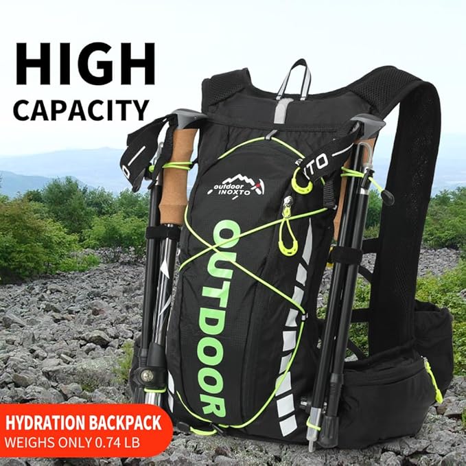 Hydration Pack Backpack，IX INOXTO Running Hydration Vest with 1.5L ( 50 oz) Water Bladder for Men Women，Lightweight Water Backpack for Hiking Cycling Climbing Camping