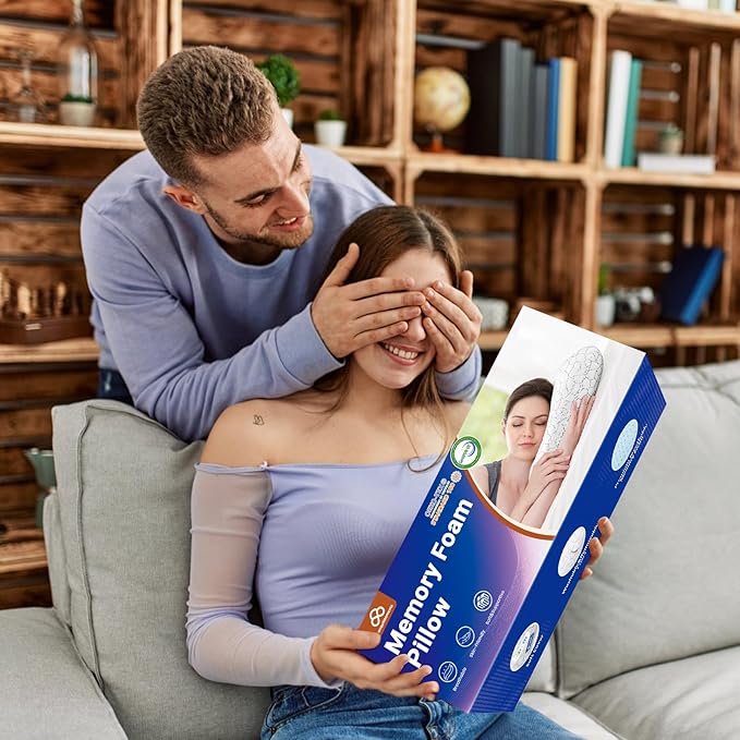 Memory Foam Pillows, Bed Pillow for Side,Back and Stomach Sleepers,Neck Pillow for Sleeping with Removable and Machine Washable Cover, Standard Size (1 Pack)