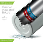 SipX™ Triple-Insulated Stainless Steel Water Bottle 40oz. With 3 Lids, BPA-Free Reusable Insulated Water Bottle Keeps Cold 24 Hours, Metal Water Bottle Made Of Sustainable Material For Hiking & Biking