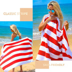 Exclusivo Mezcla 2 Pack Cotton Large 30x60 Inches Cabana Stripe Beach Towels, Super Absorbent Soft Plush Pool Towel Bath Towel (Red)