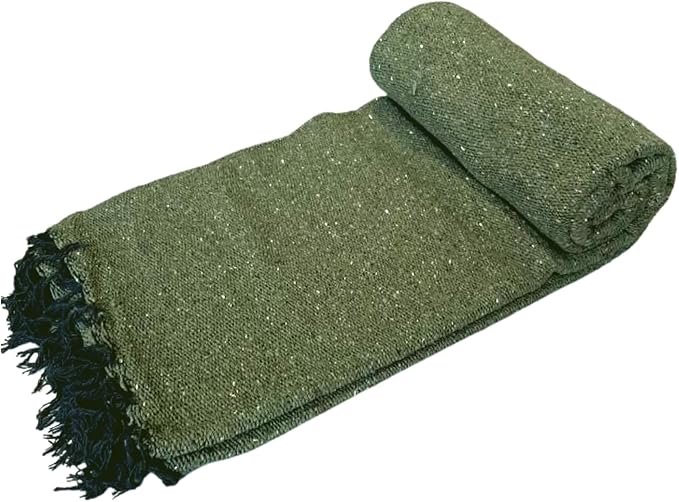 Open Road Goods Solid Color Mexican Yoga Blanket – Large Handwoven Throw for Yoga, Beach, Camping or Home – Soft and Durable Cotton Blend