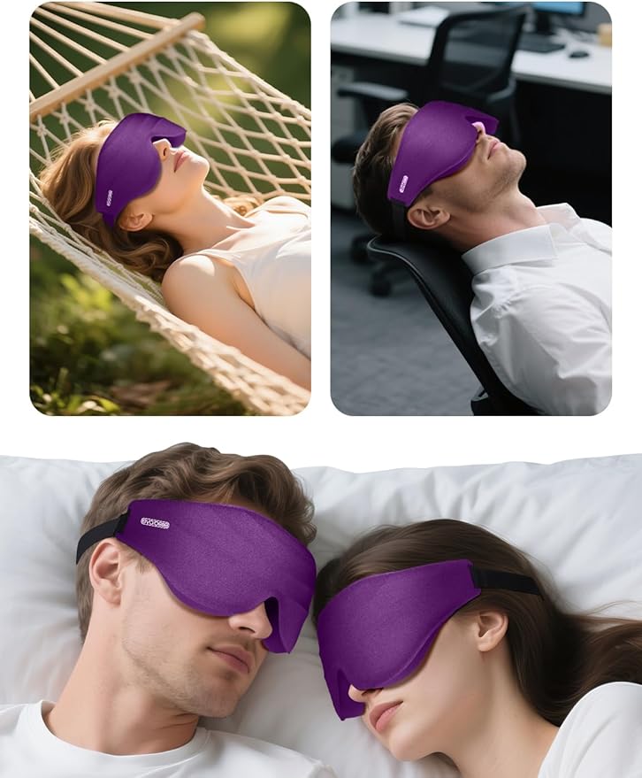 Sleep Eye Mask for Men Women, EVA BELLE Light Blocking Sleeping Mask for Side Sleeper, 3D Contoured Cup Night Blindfold, Lash Extensions 3D Sleeping Mask with Adjustable Strap for Travel, Night & Nap