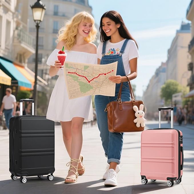 Kono 20'' Carry on Luggage Lightweight with Spinner Wheel TSA Lock Hardside Luggage Small Carry on Suitcase Nude/Rose Pink