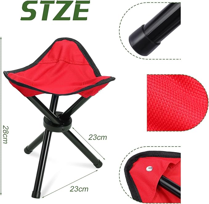 3 Pack Folding Camping Stool Portable Small Collapsible Chair Tripod Stool Hiking Chair for Fishing, Beach, Picnic, Outdoor, Gardening and Travel
