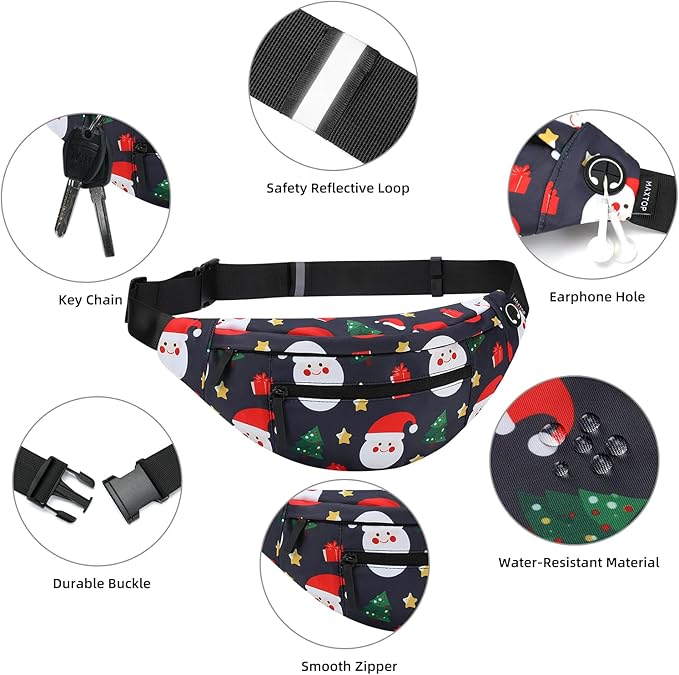 MAXTOP Large Crossbody Fanny Pack with 4-Zipper Pockets,Gifts for Enjoy Sports Festival Workout Traveling Running Casual Hands-Free Wallets Waist Pack Phone Bag Carrying All Phones