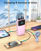 Portable Charger 50000mAh Power Bank, High Capacity External Battery Pack for Camping, USB-C PD 30W Fast Charging Portable Phone Charger for iPhone 17/16/15/14/13/12/11 Samsung Android (Pink)