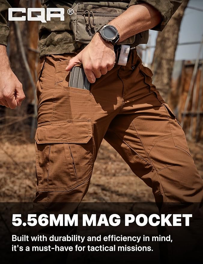 CQR Men's Tactical Pants, Water Resistant Ripstop Cargo Pants, Lightweight EDC Work Hiking Pants, Outdoor Apparel