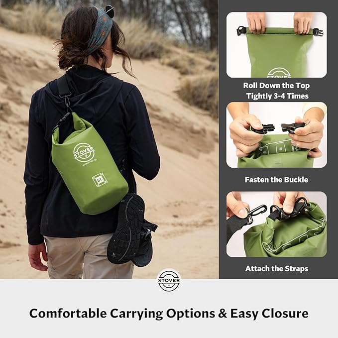 STOVER 5/10/25/30/40/55L Waterproof Backpack- Floating Dry Bag for Kayaking, Travel, Beach, Hiking, & Camping, Men/Women