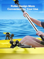 Doubleheader with Dual Kayak Paddle Holder, Kayak Paddle Holder with Two Security Tethers, Multi-Functional Dual Head Kayak Track Mount Accessories - Kayak Oar/Fishing Net/Gaff Holder for Fishing